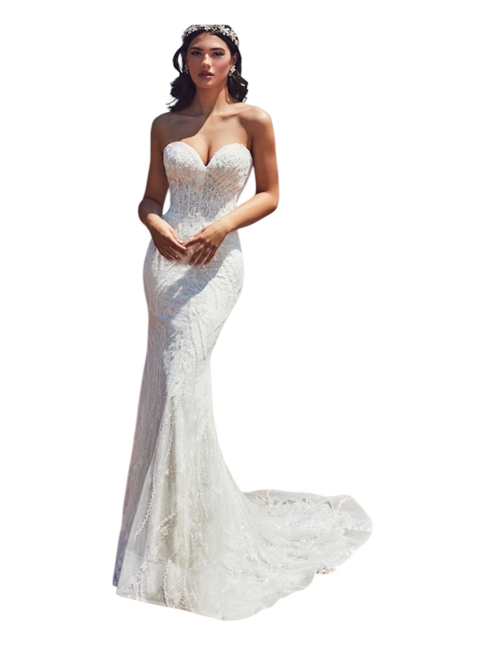 Romantic Strapless Sweetheart Mermaid Wedding Dress in White
